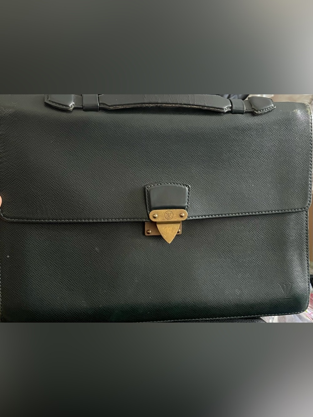 Louis Vuitton Green Briefcase with Brass Lock